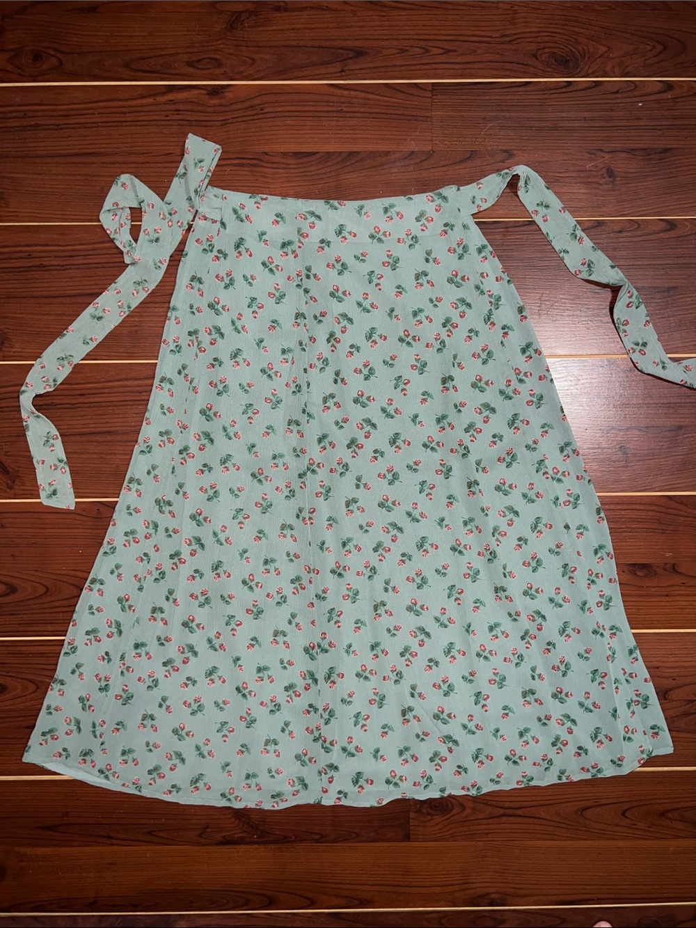 Floral Full Wrap Tie-Waist A-Line Skirt - Green